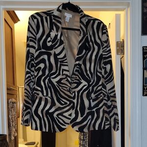 Chico's Black and White Zebra Blazer